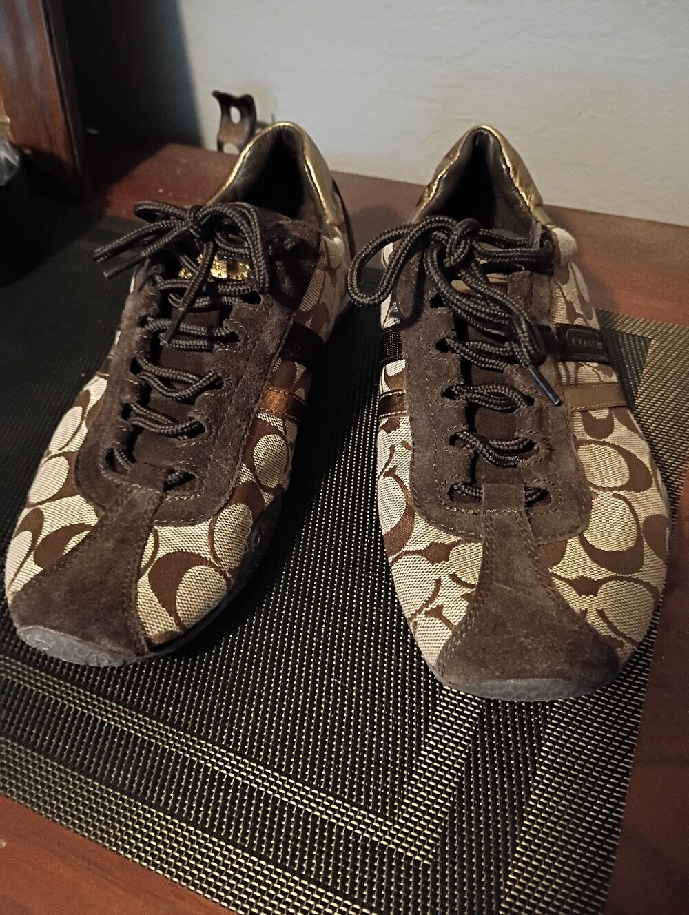 Coach Beige Brown Signature Logo Slip-On Sneakers - Picture 3 of 6